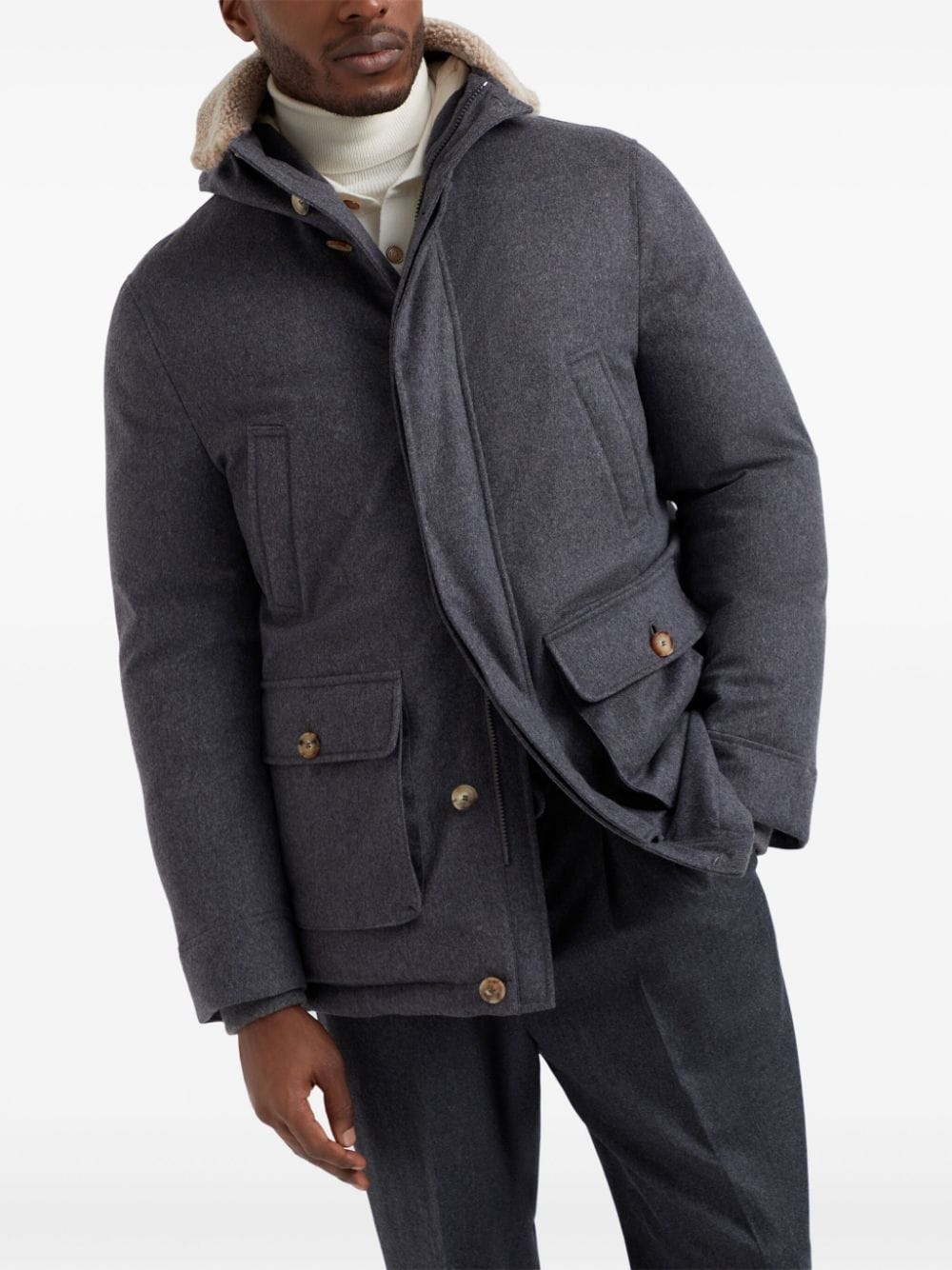 padded hooded wool jacket - 3