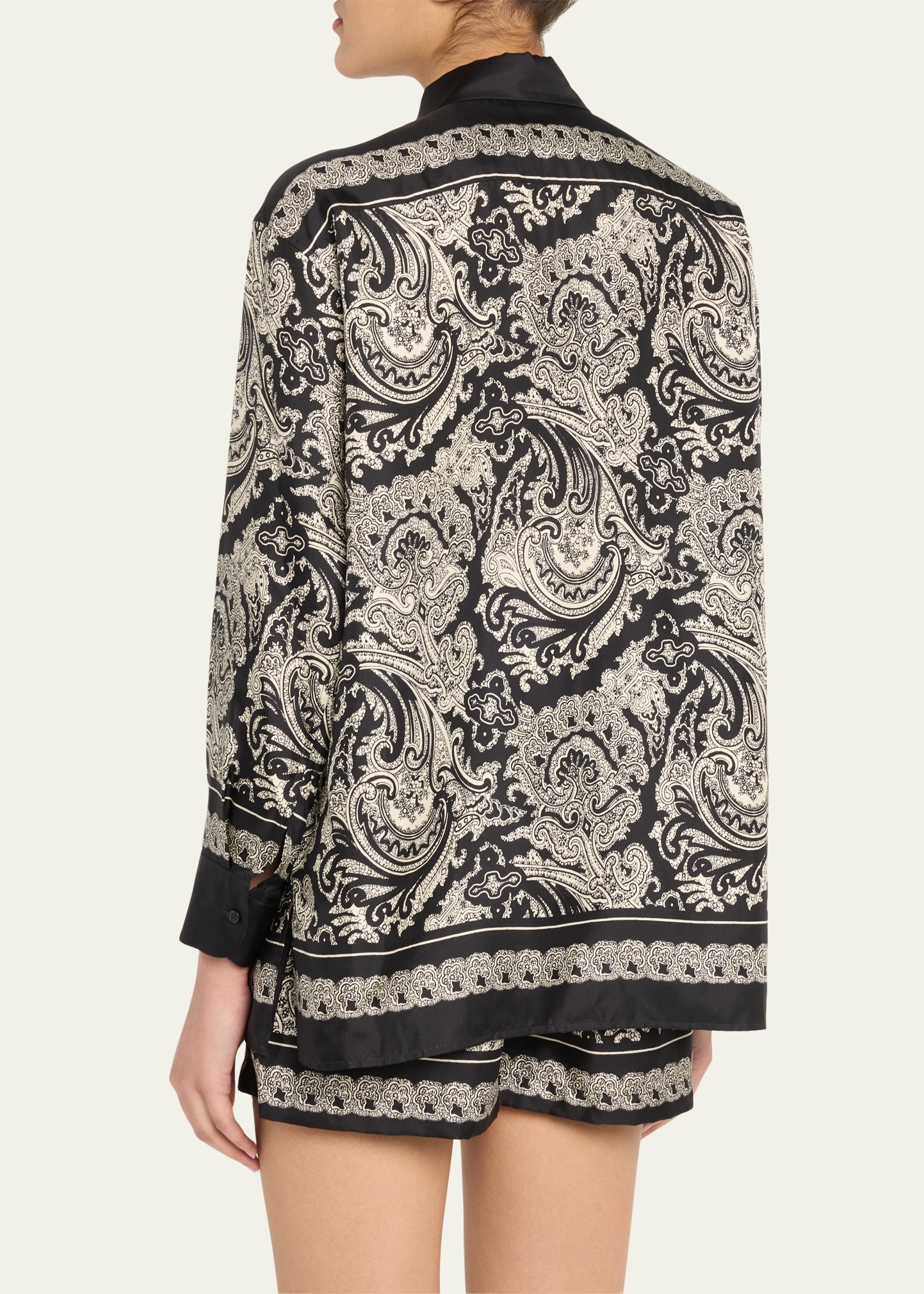 Alfie Paisley Printed Silk Blouse - 3