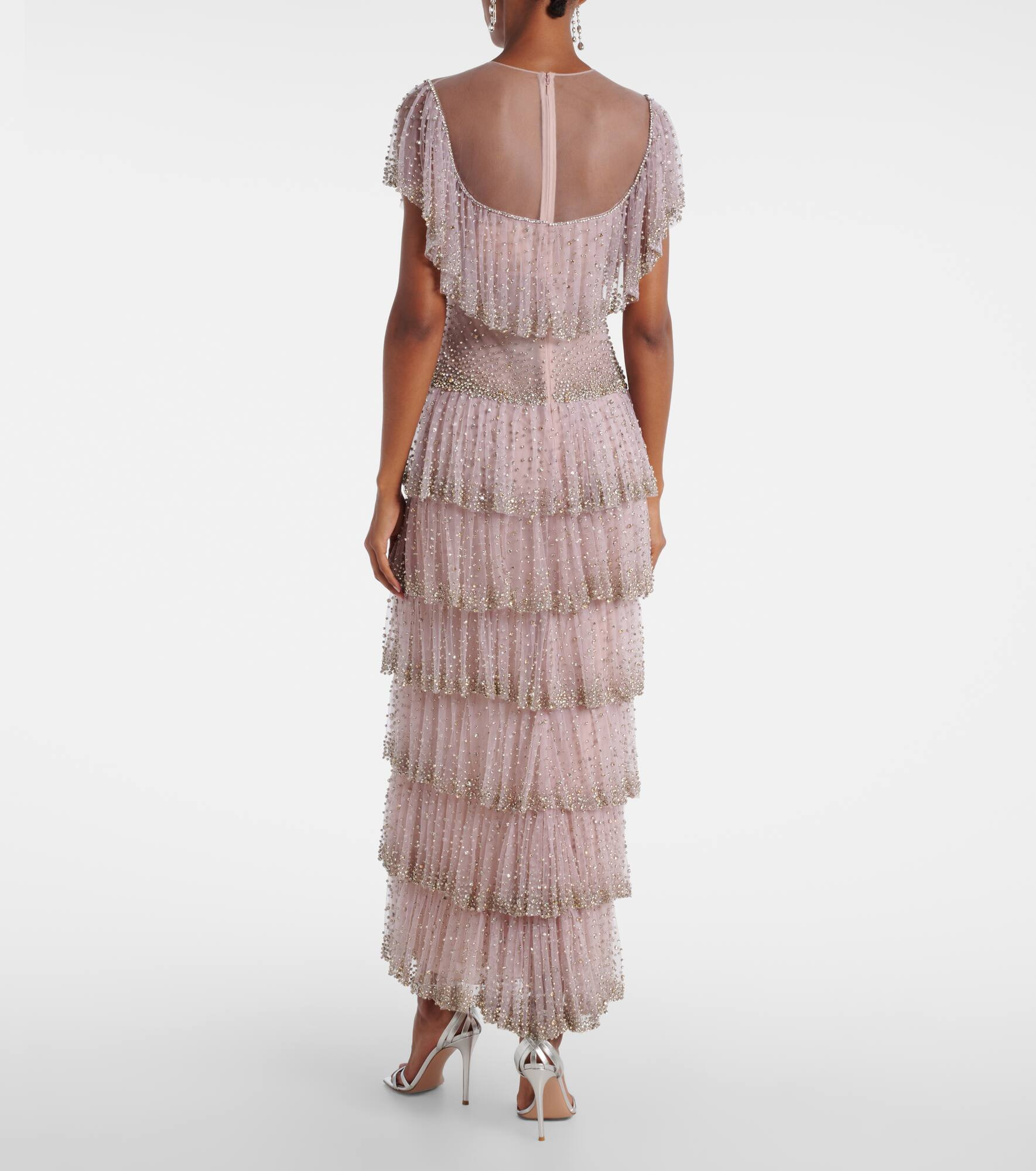 Crystal-embellished tiered gown - 3