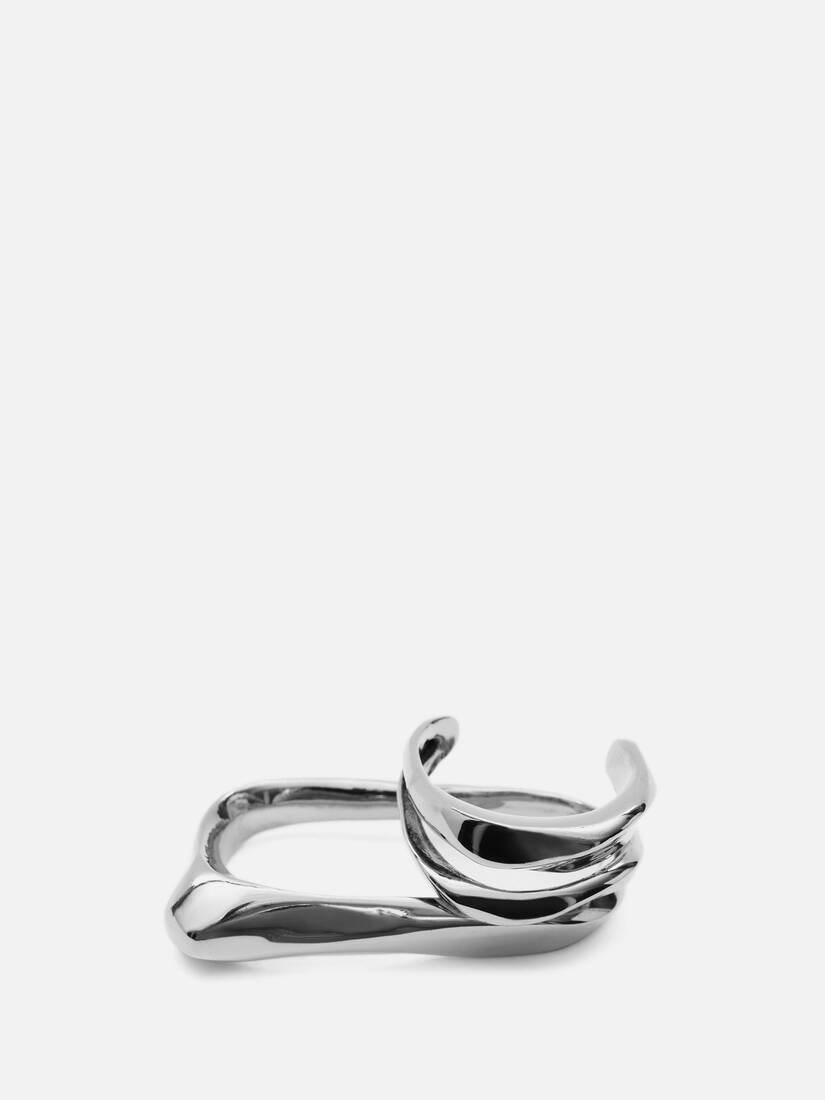 Sculptural Double Ring in Antique Silver - 3
