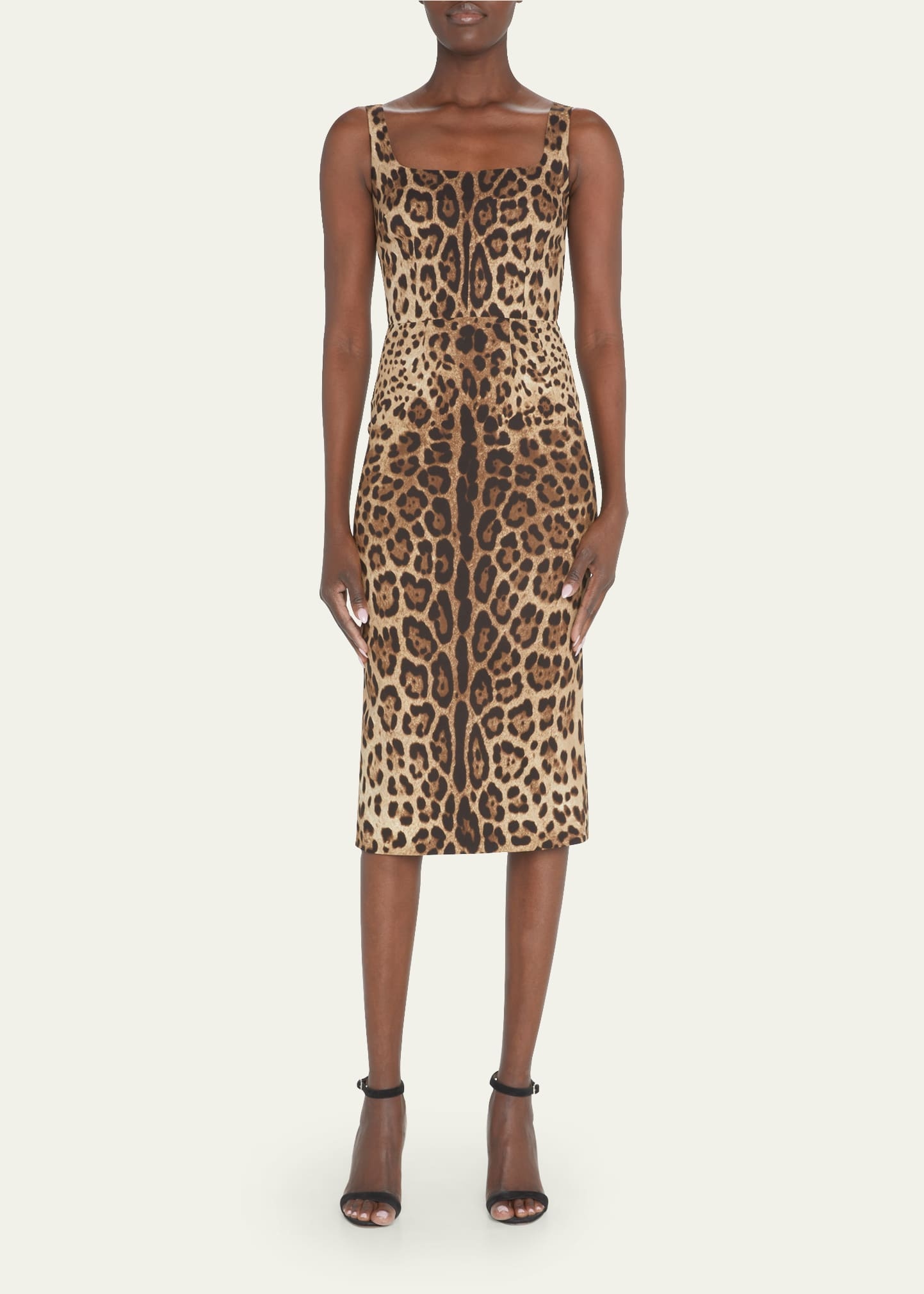 Leopard-Print Slim Midi Dress - 2