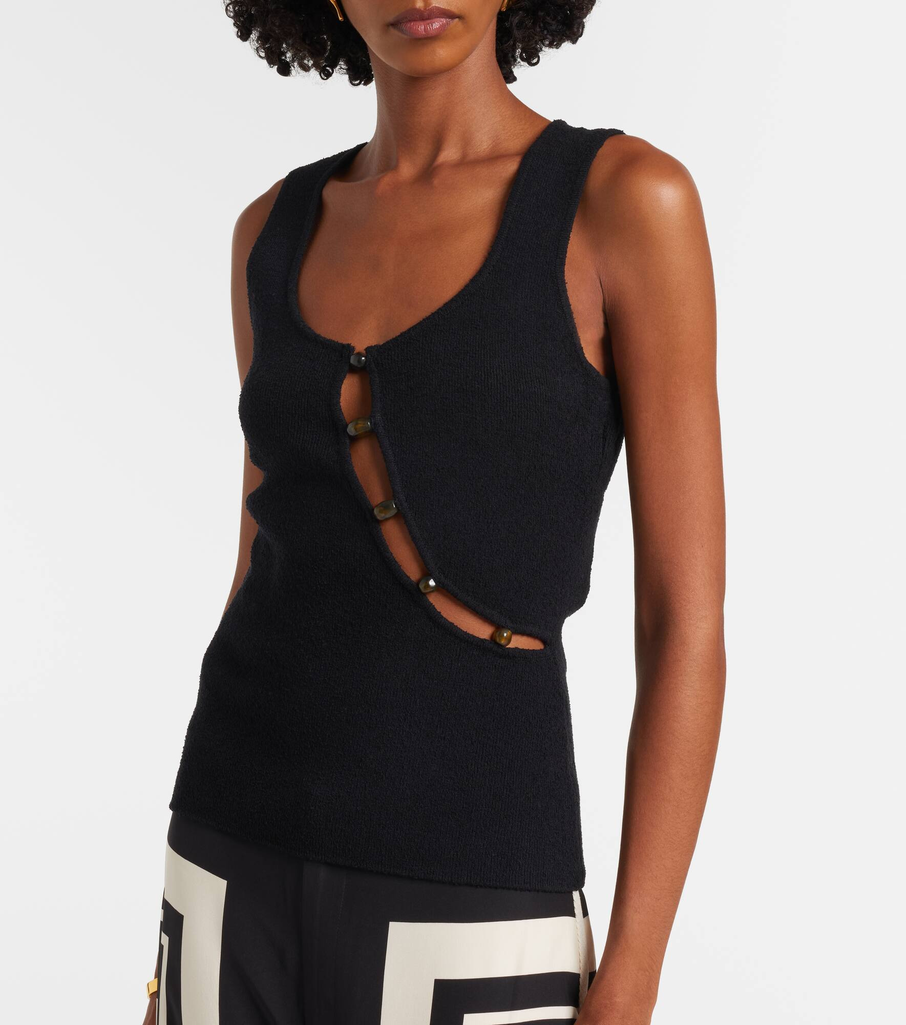 Chiara cutout cotton-blend bouclé tank top - 6