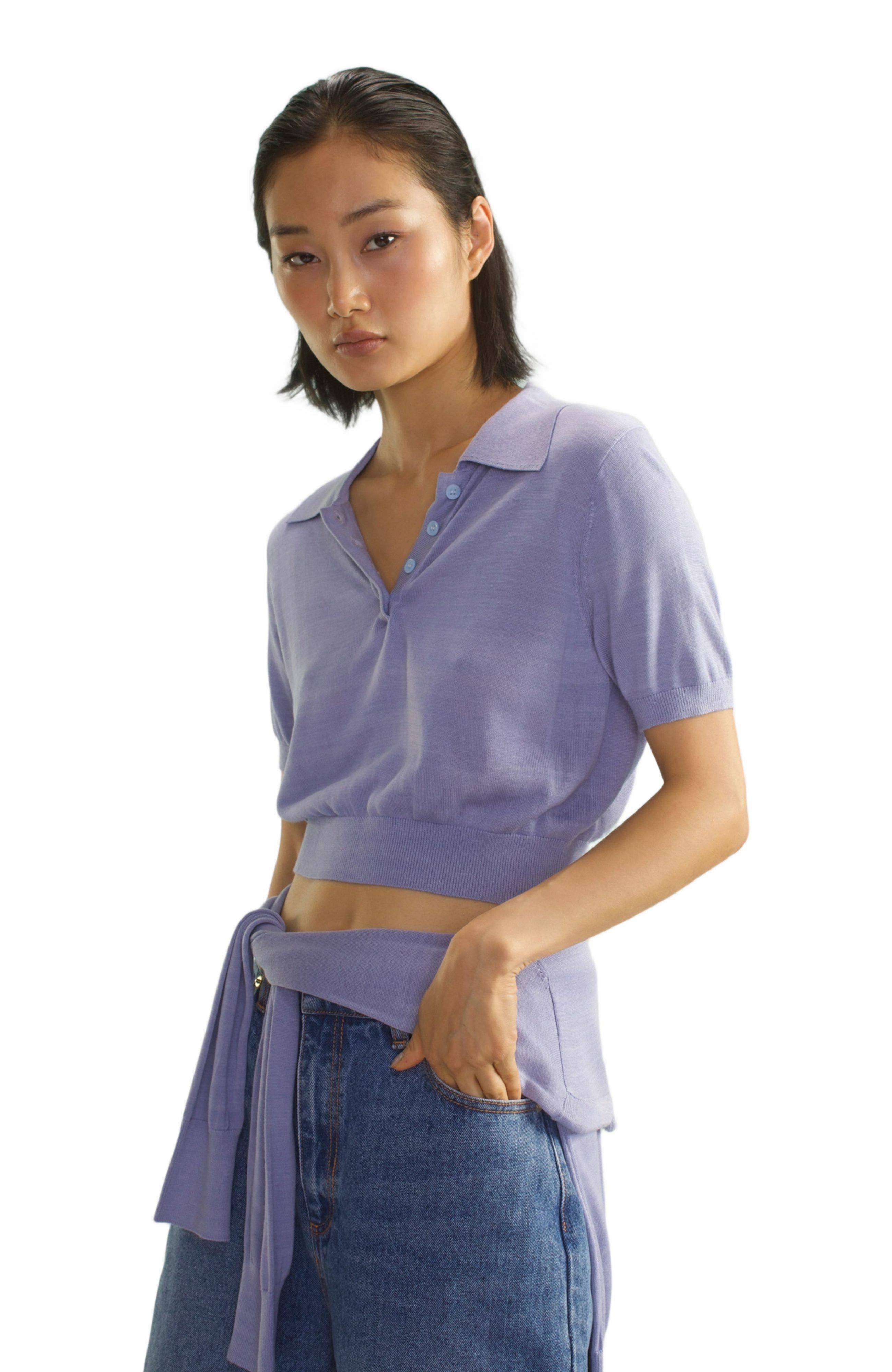 Cynthia Rowley Aspen Knit Polo in Periwinkle at Nordstrom - 1