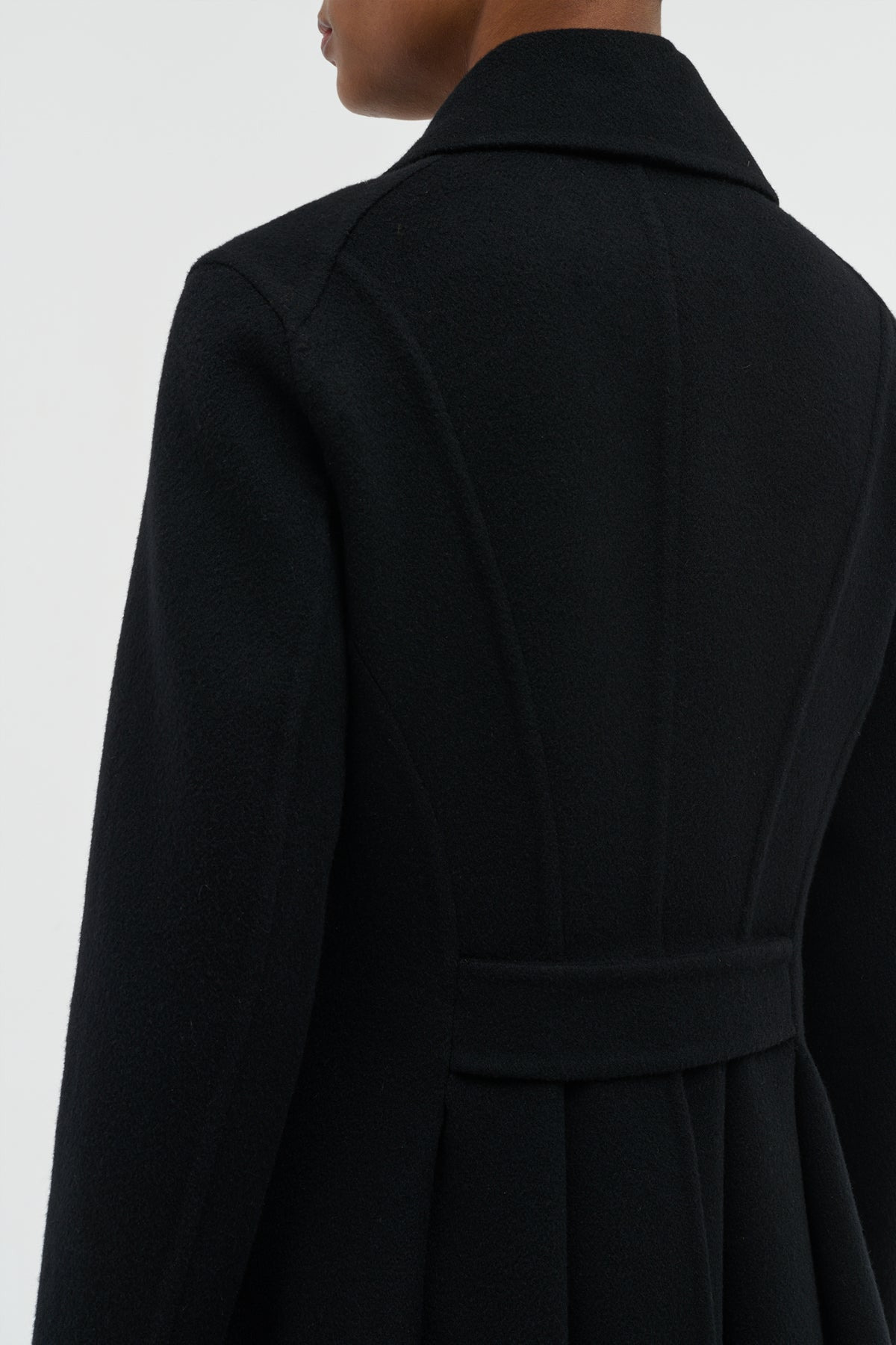 Cantwell Coat in Black Double-Face Recycled Cashmere - 11