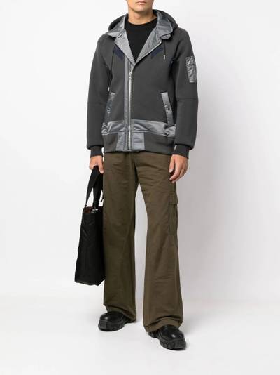 sacai panelled hooded bomber jacket outlook