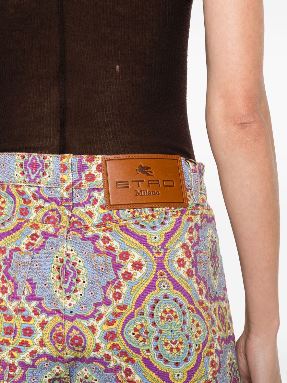 floral-print denim shorts - 5