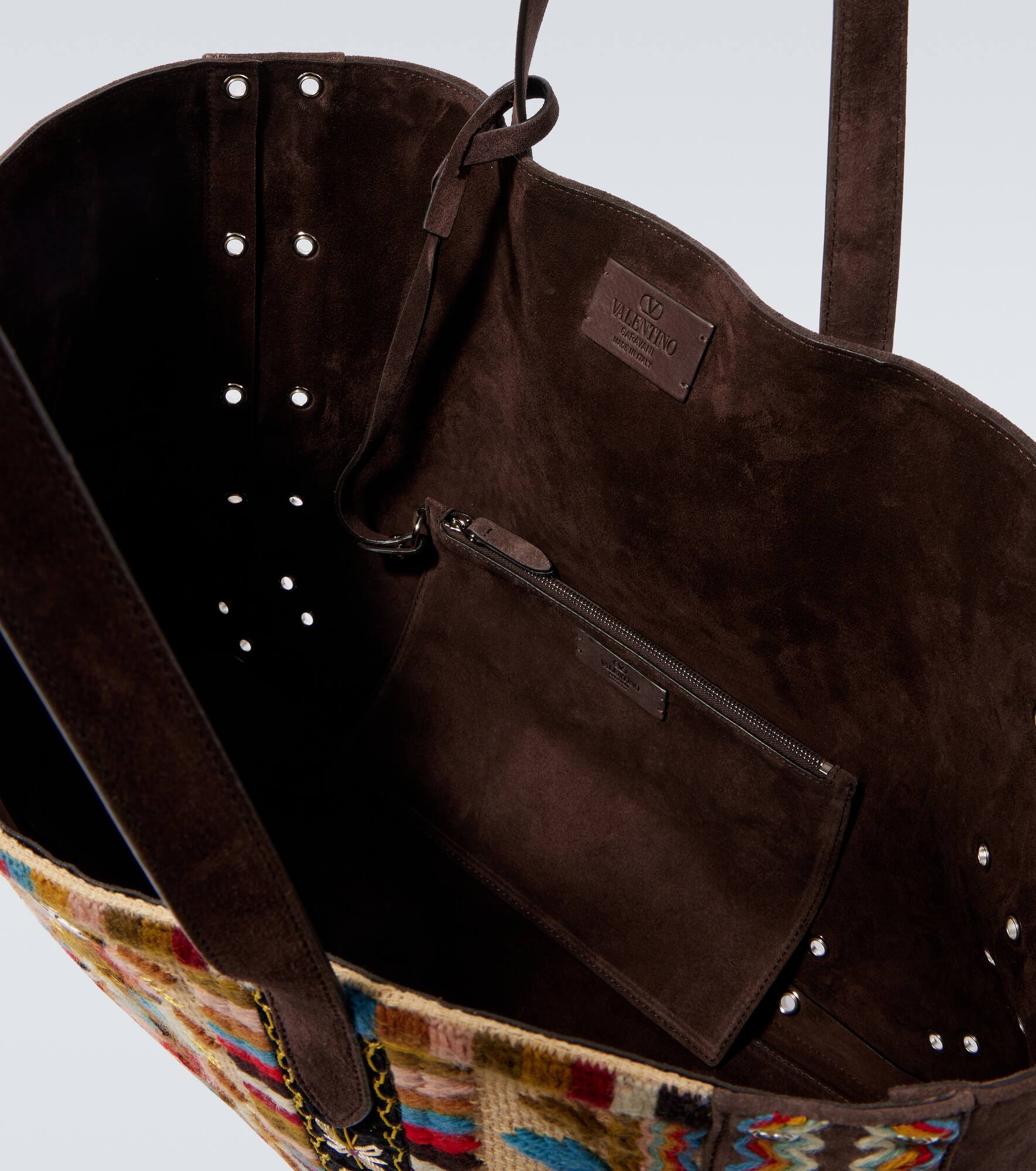 Nellcôte Large embroidered suede tote bag - 4