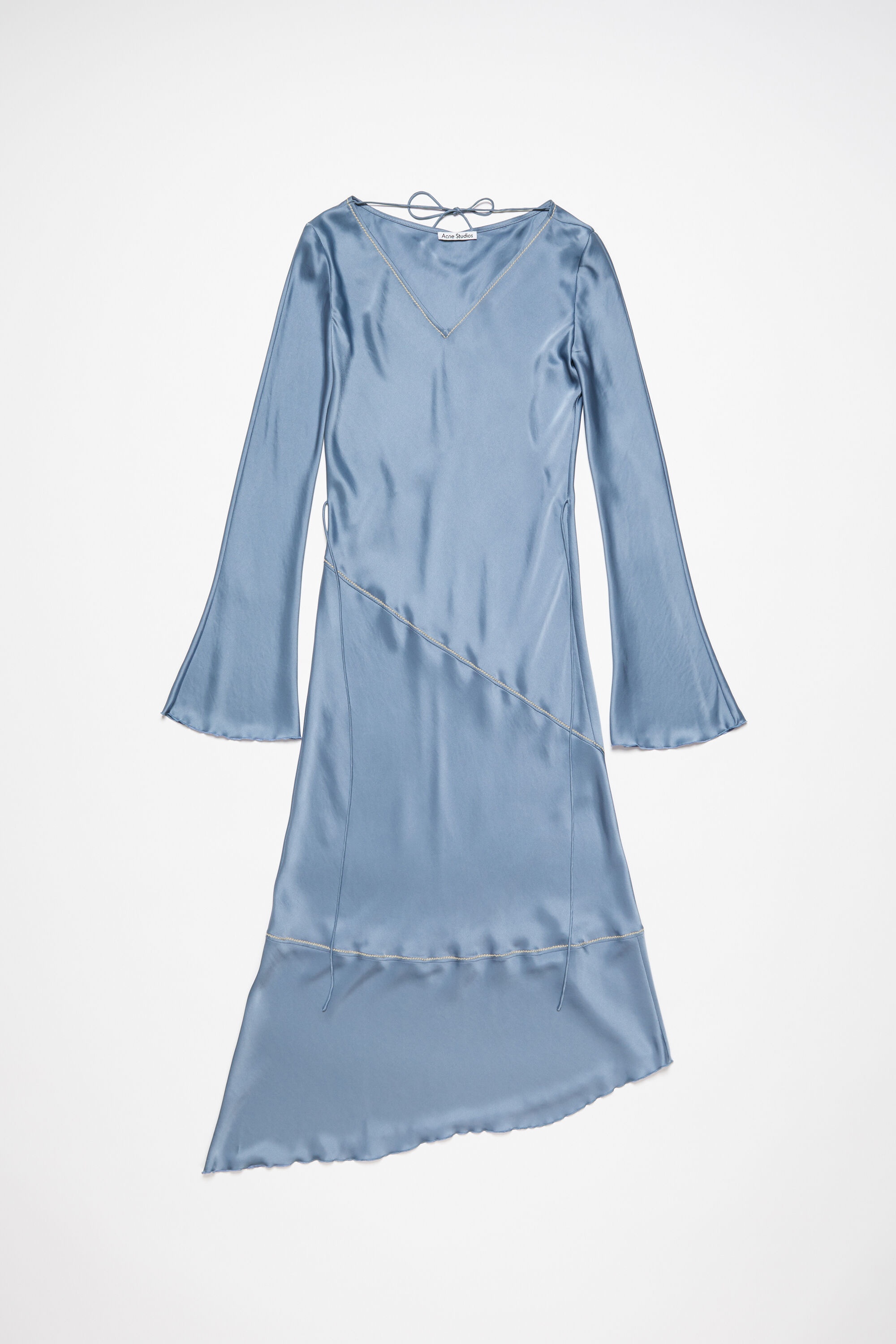 Satin long dress - Dusty blue - 7