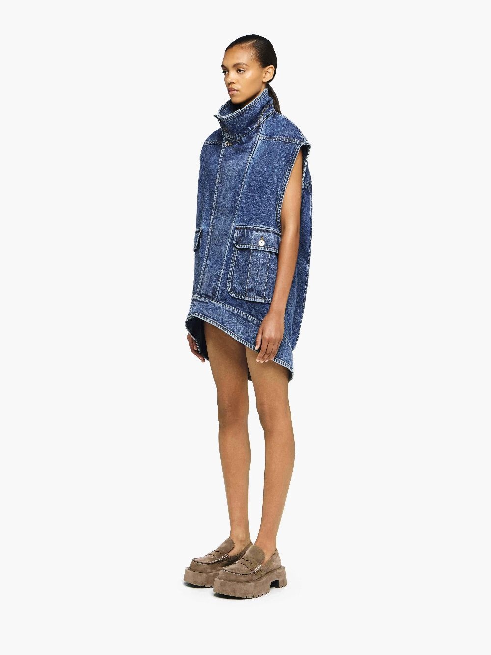 OVERSIZED SLEEVELESS HIGH NECK JACKET - 4