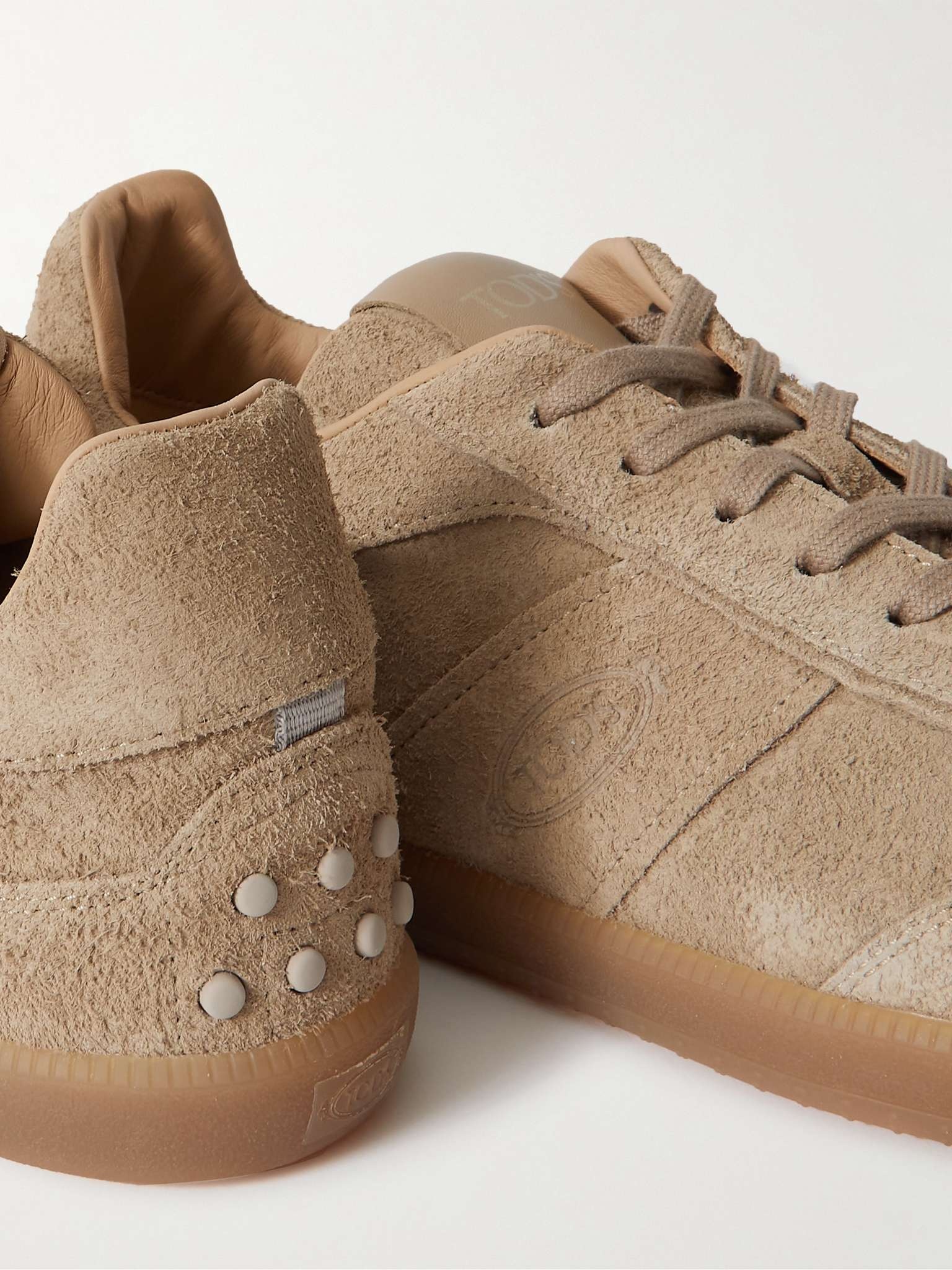 Logo-Debossed Leather-Trimmed Suede Sneakers - 6
