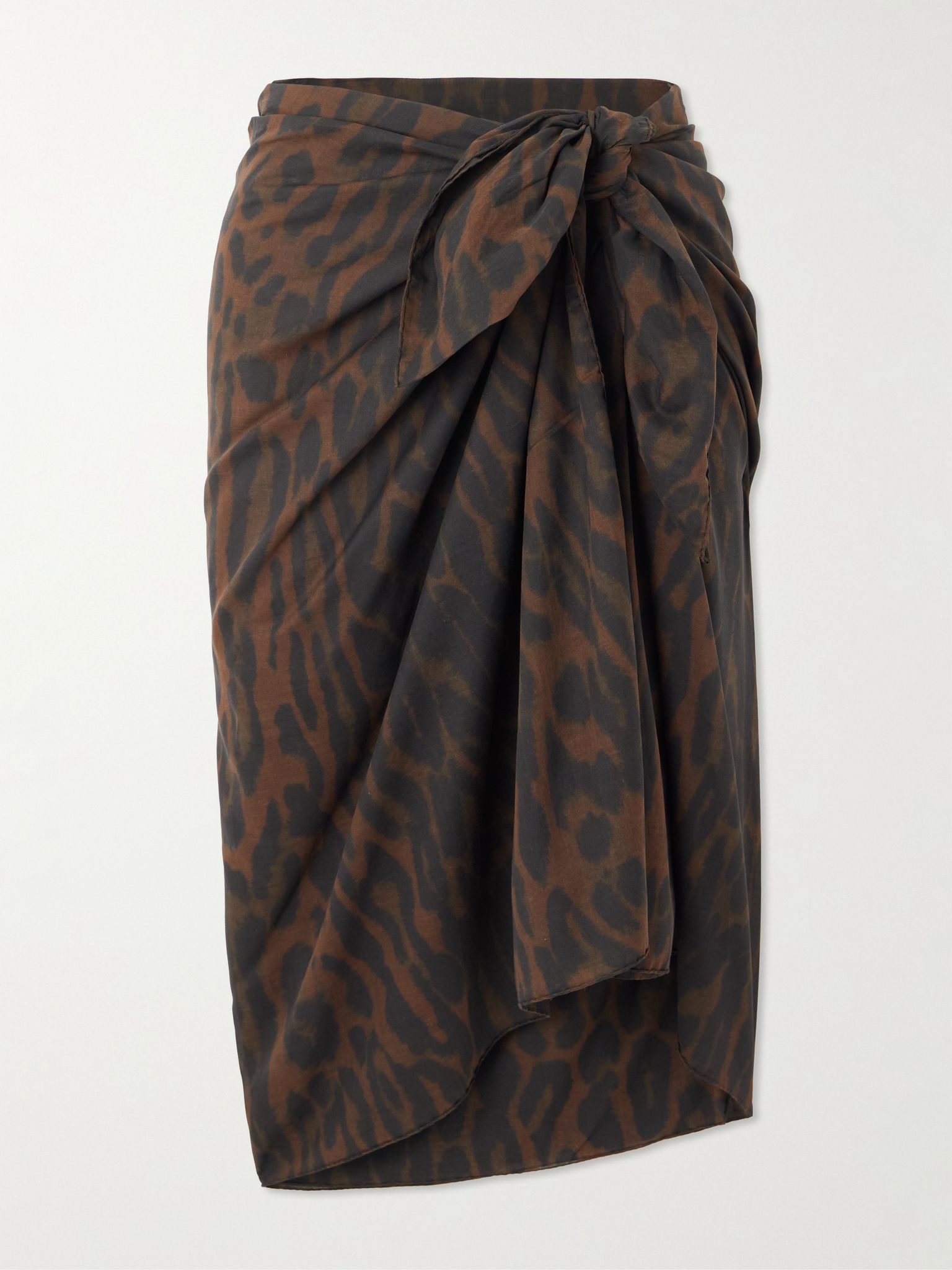 Leopard-print cotton pareo Brown - 1