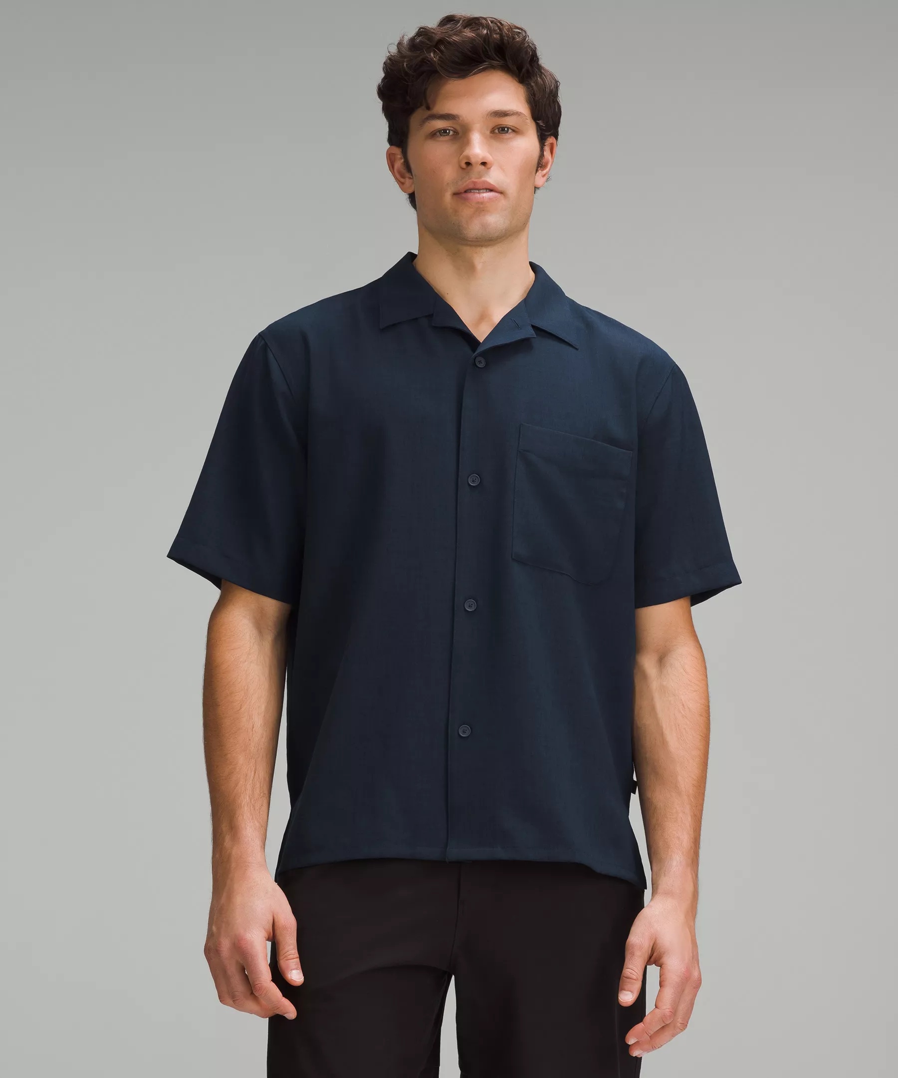 Lightweight Camp Collar Button-Up Shirt - 1