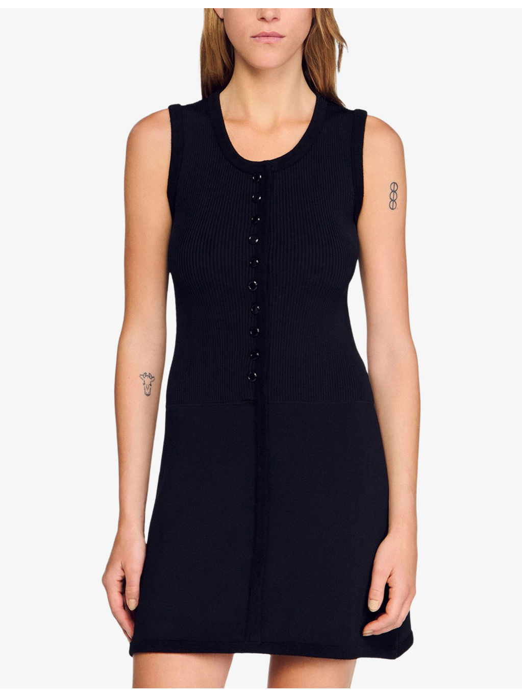 Sleeveless Ribbed Knitted Mini Dress - 4