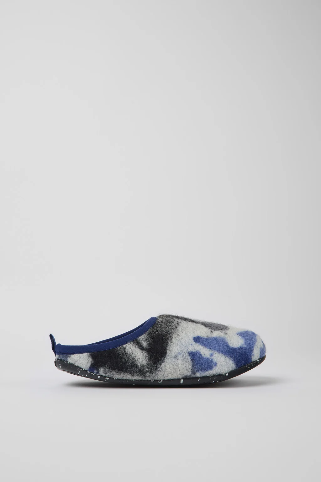 Wabi Blue, black, and white recycled wool slippers for women - 1