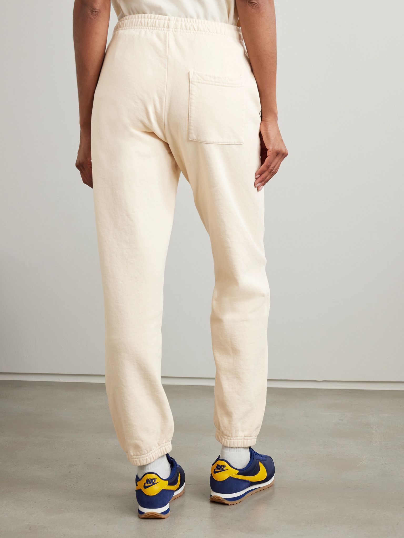 Riding Club printed cotton-jersey tapered sweatpants Cream - 4