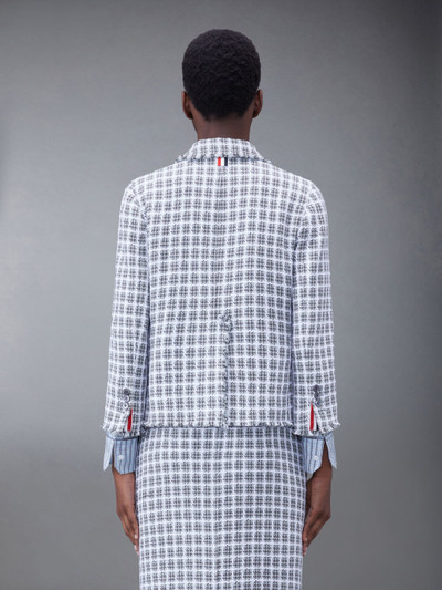 Thom Browne Check Summer Tweed Fray Cropped Sack Sport Coat outlook