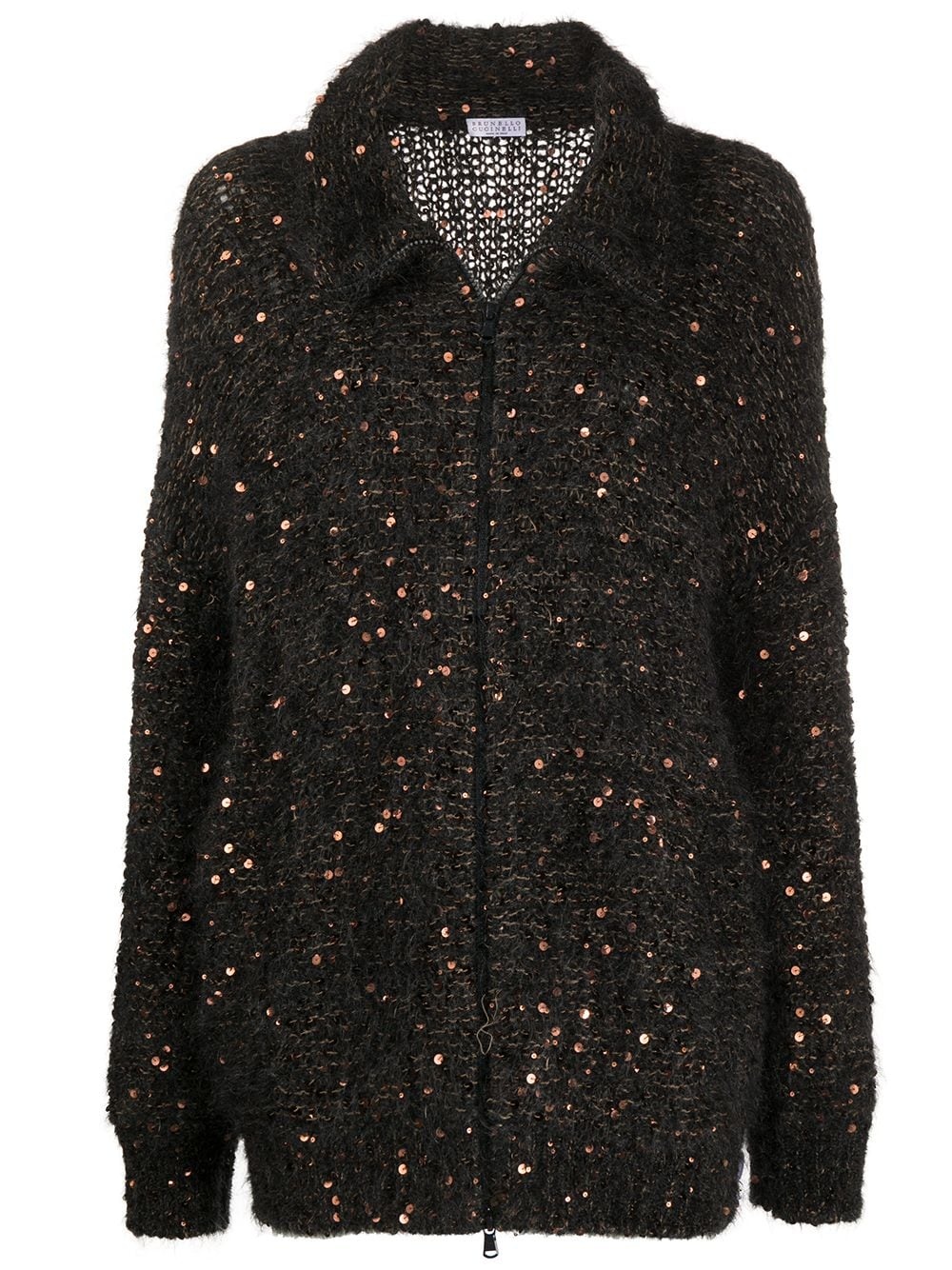 sequin knit zip cardigan  - 1