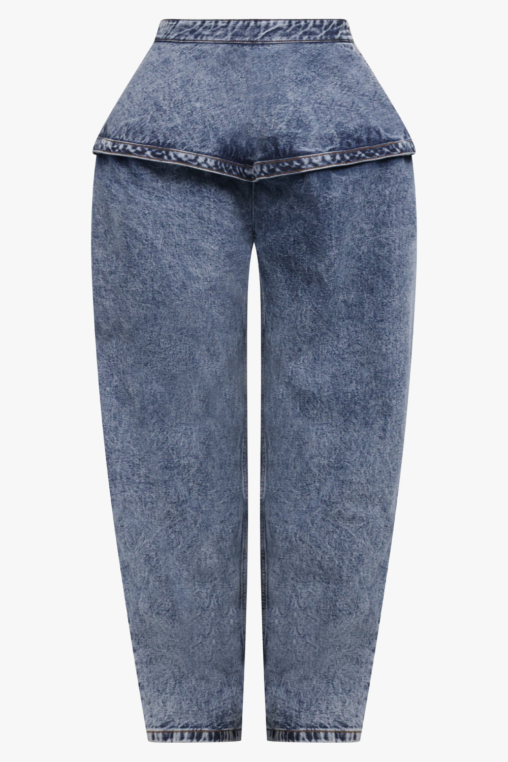 PEPLUM WAIST DENIM WIDE LEG JEANS | SNOW BLUE - 1