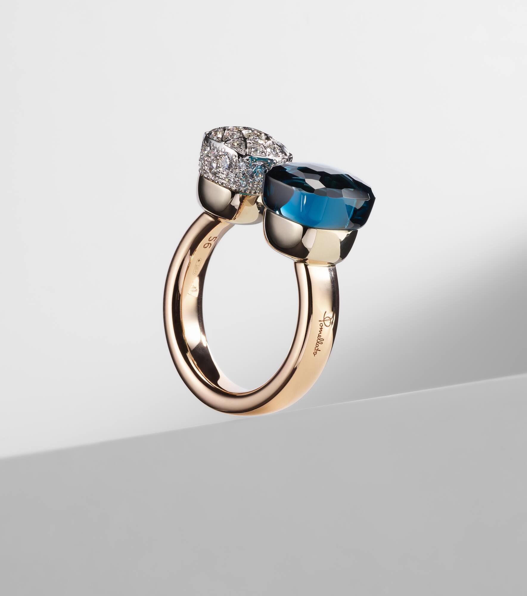 Nudo 18kt gold ring with topaz and diamonds - 5