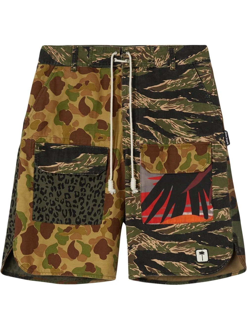 multi-print drawstring cargo shorts - 1