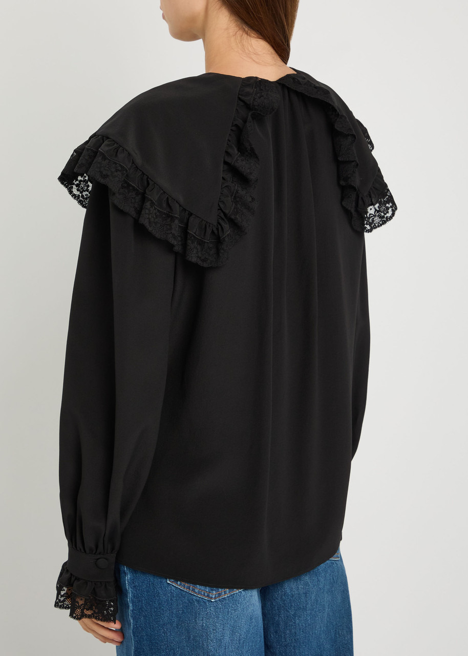 Chloe Lace-embellished Silk-georgette Blouse - 3