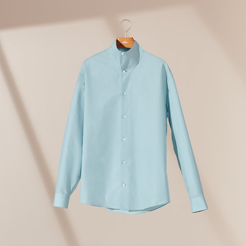 Boxy fit shirt with high collar - 4