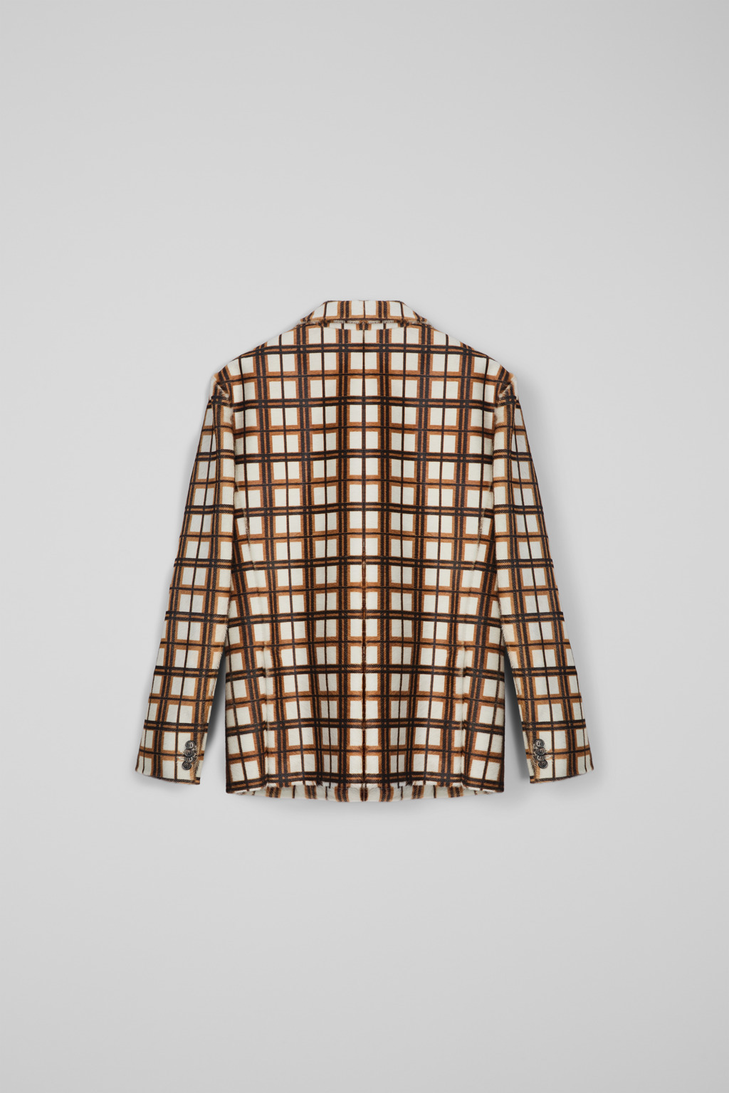 Cream-brown tartan hair-on-leather blazer - 3