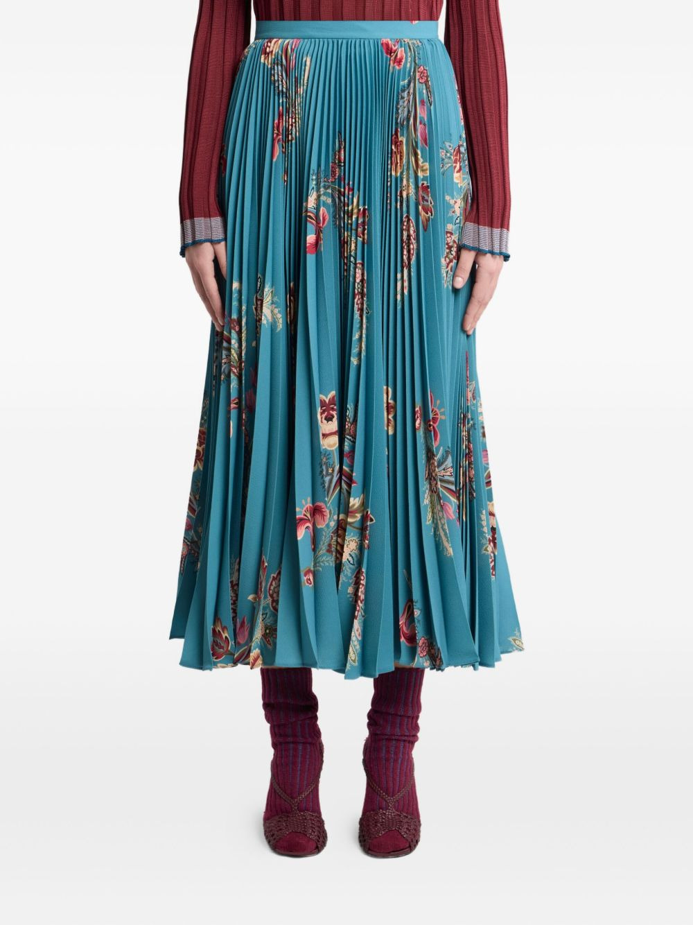 pleated floral-print midi skirt - 3
