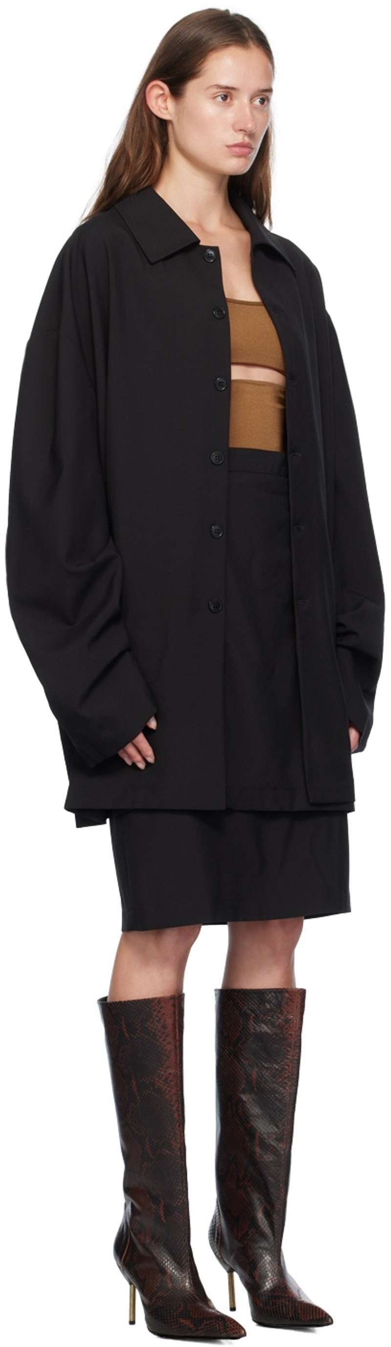 MARIE ADAM-LEENAERDT Black 'Jacket Skirt' Midi Dress outlook