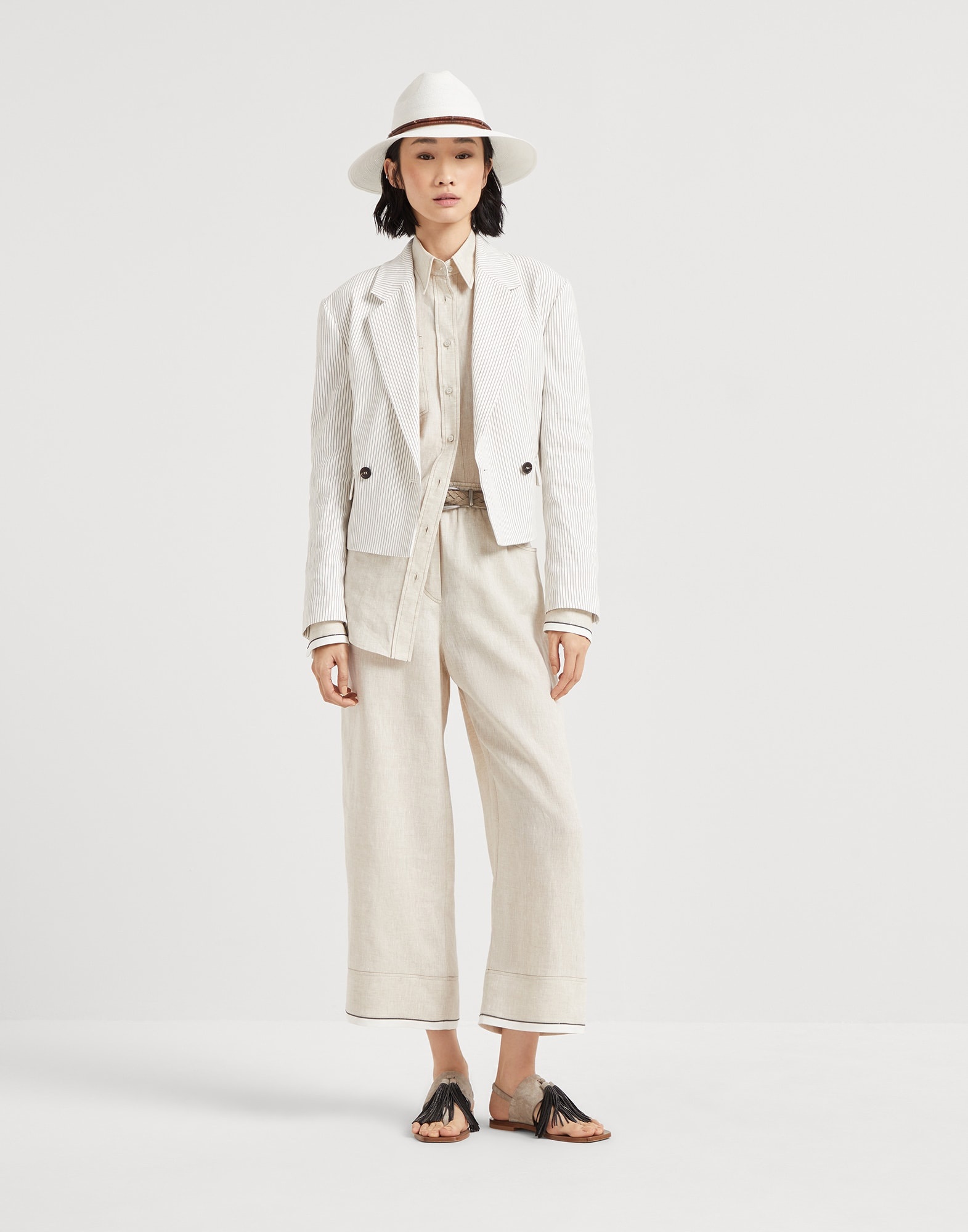 Linen shirt with shiny cuffs - 5