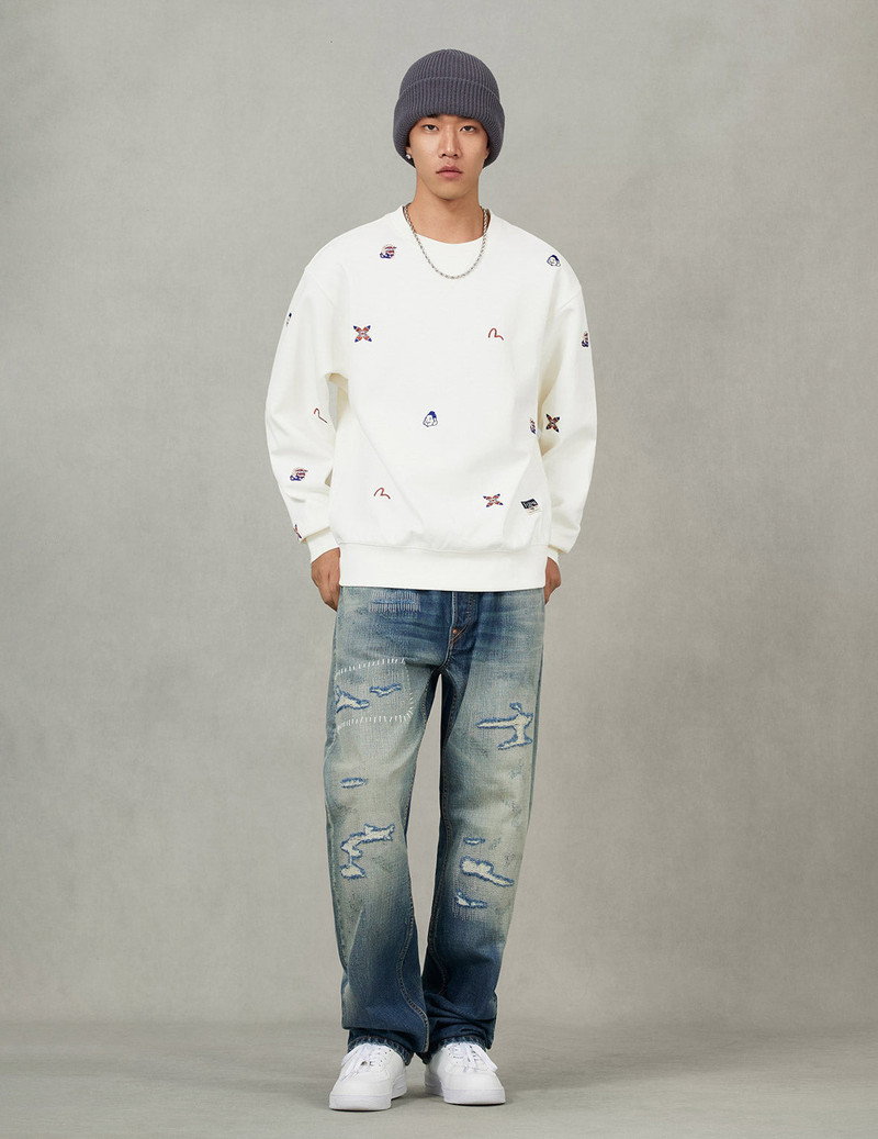 Allover Multi Logos Embroidery Relax Fit Sweatshirt 5