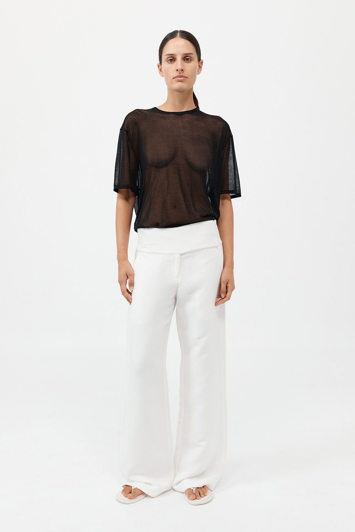 Sheer Oversized Tee - Black - 3