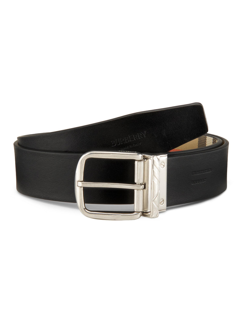 Men's Reversible Check B Buckle Belt - Black Sand Silver 3