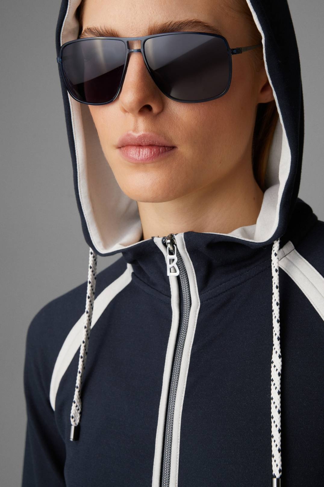 KELLI SWEATSHIRT JACKET IN NAVY BLUE/WHITE - 4