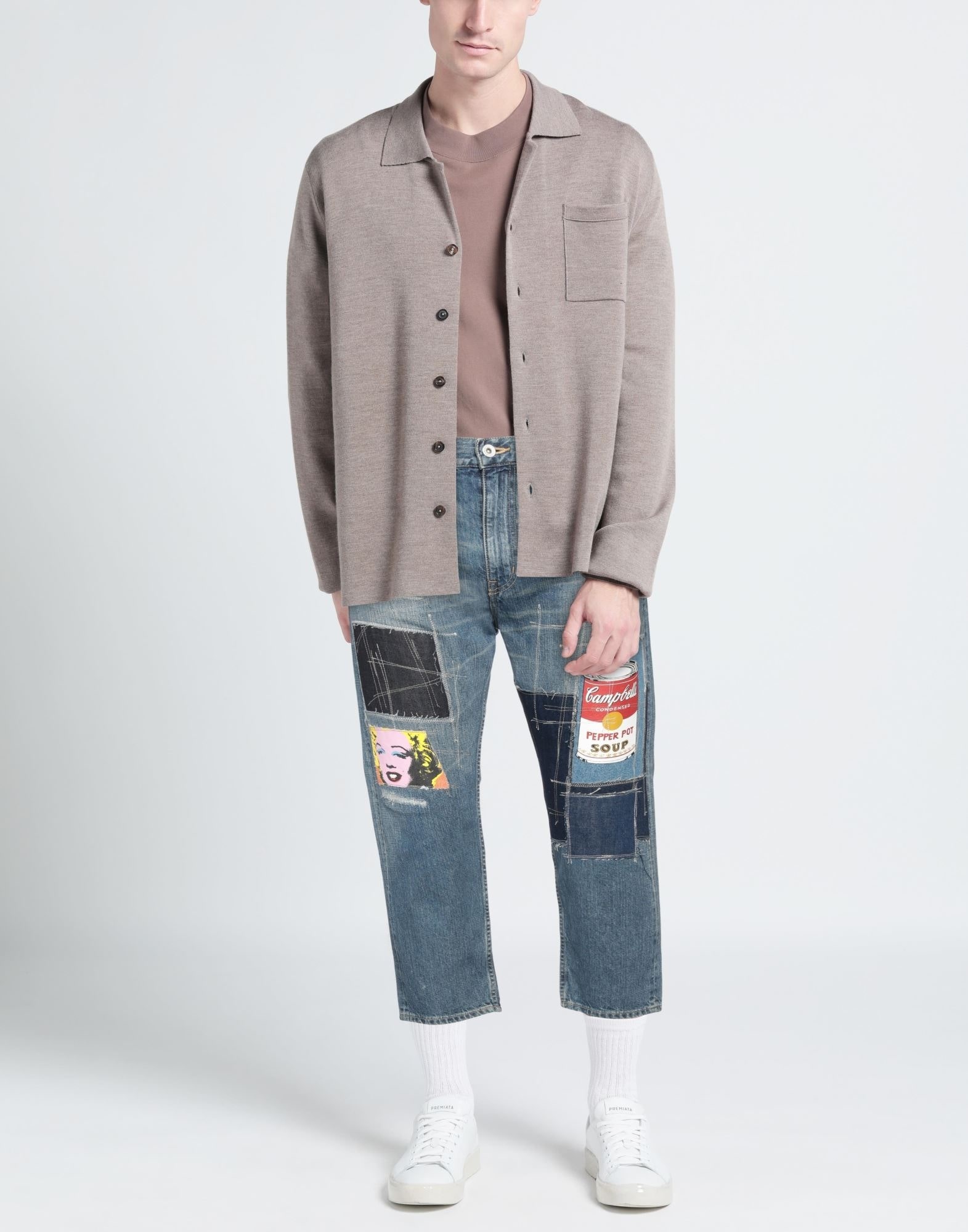 Junya Watanabe MAN patchwork-detail denim jeans | REVERSIBLE