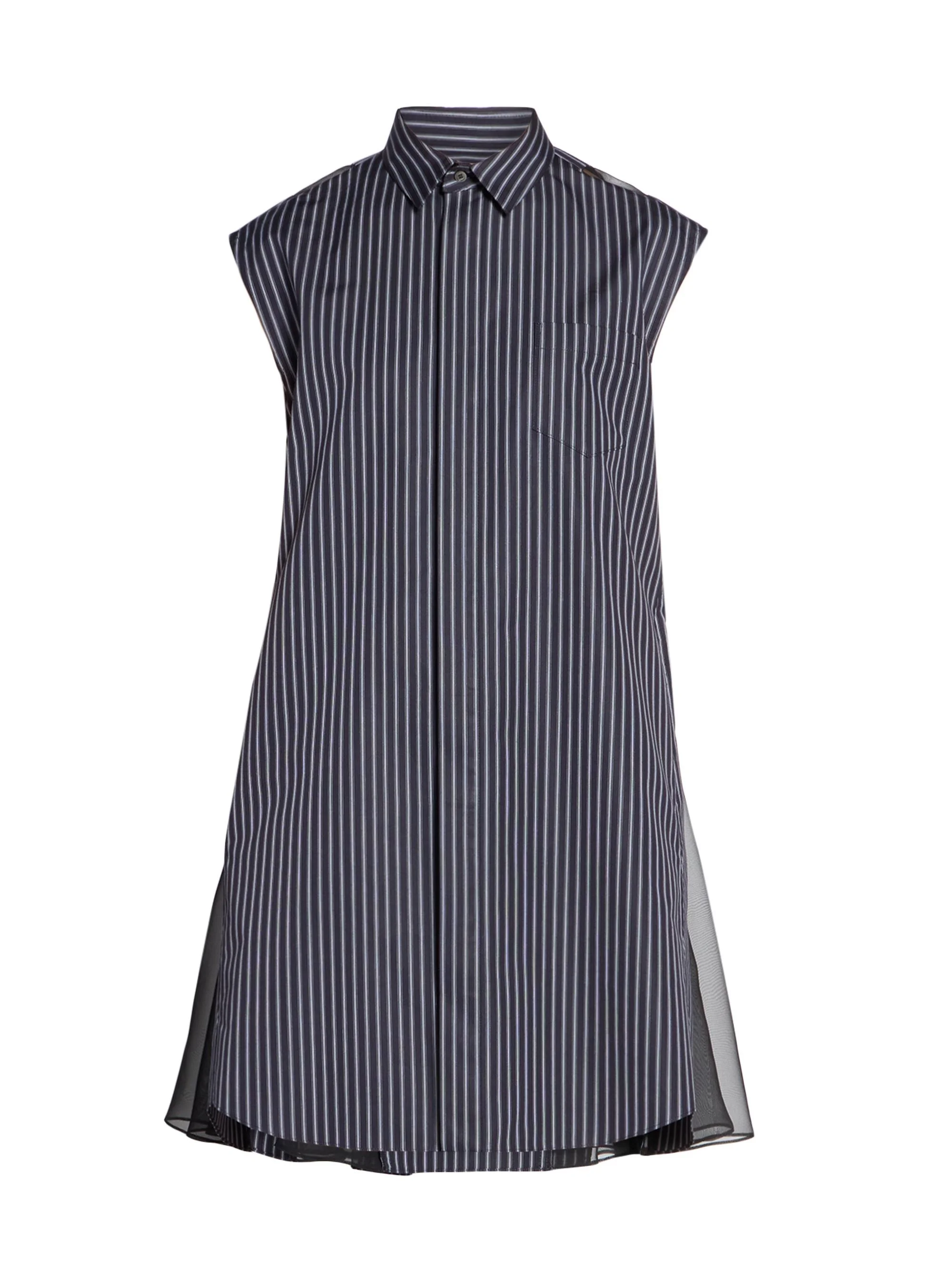 Women's Pinstripe Poplin Shift Shirtdress - Navy Stripe - 1