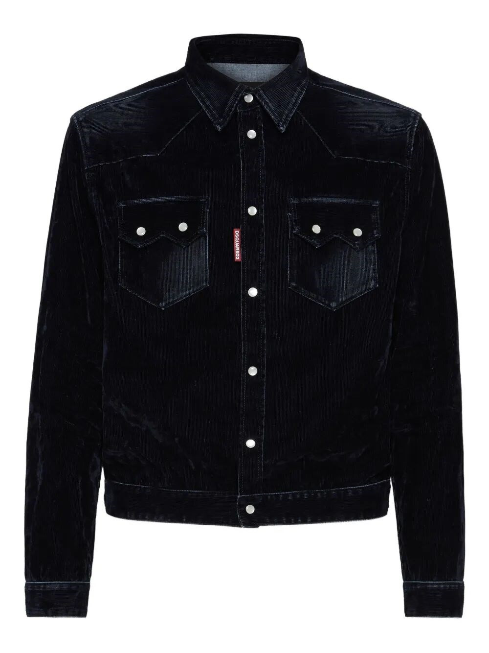 `Flocked Cord` Jeans Jacket - 1