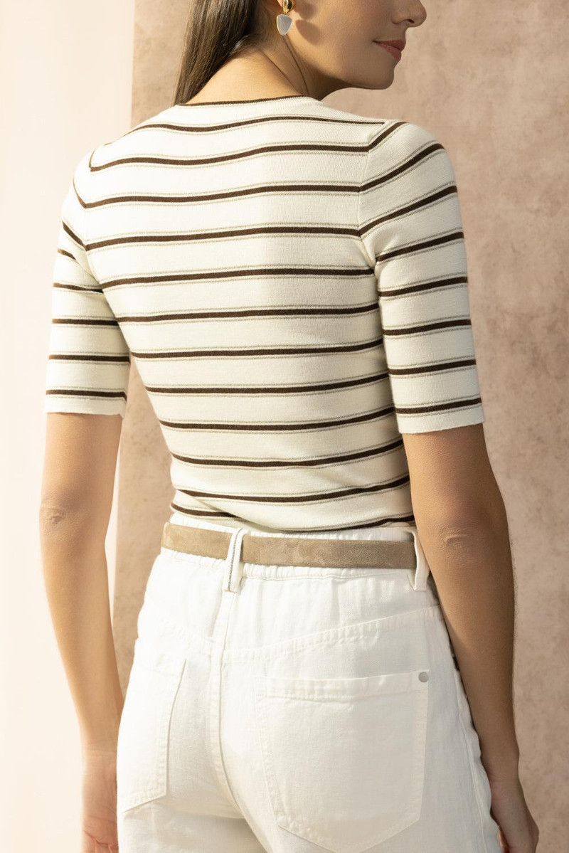 Brunello Cucinelli Short Sleeve Striped Knit outlook