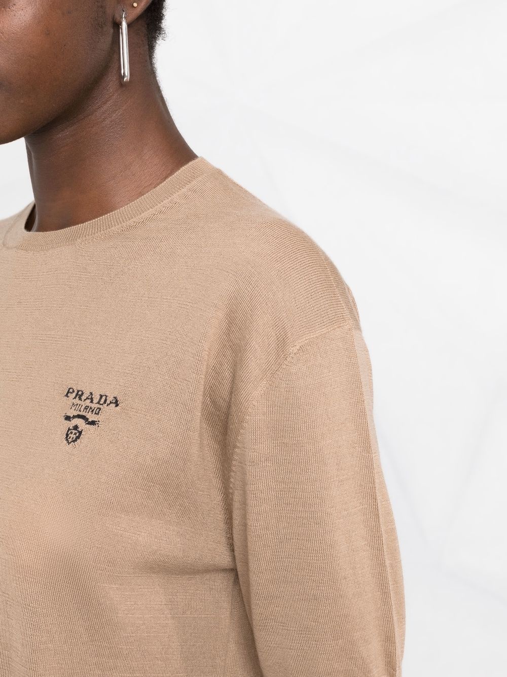 embroidered-logo knit top - 3