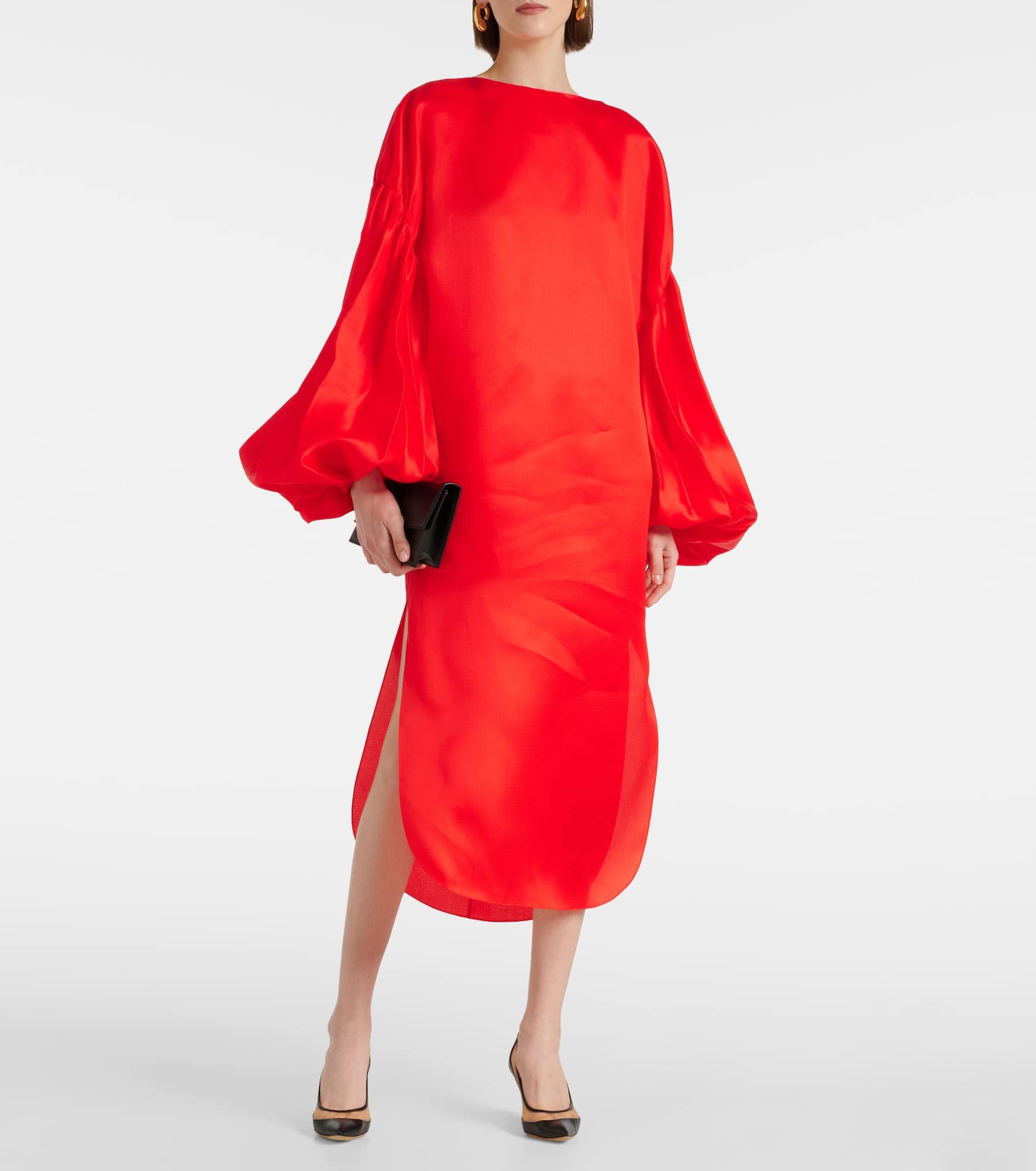 Zelma puff-sleeve silk gown - 2