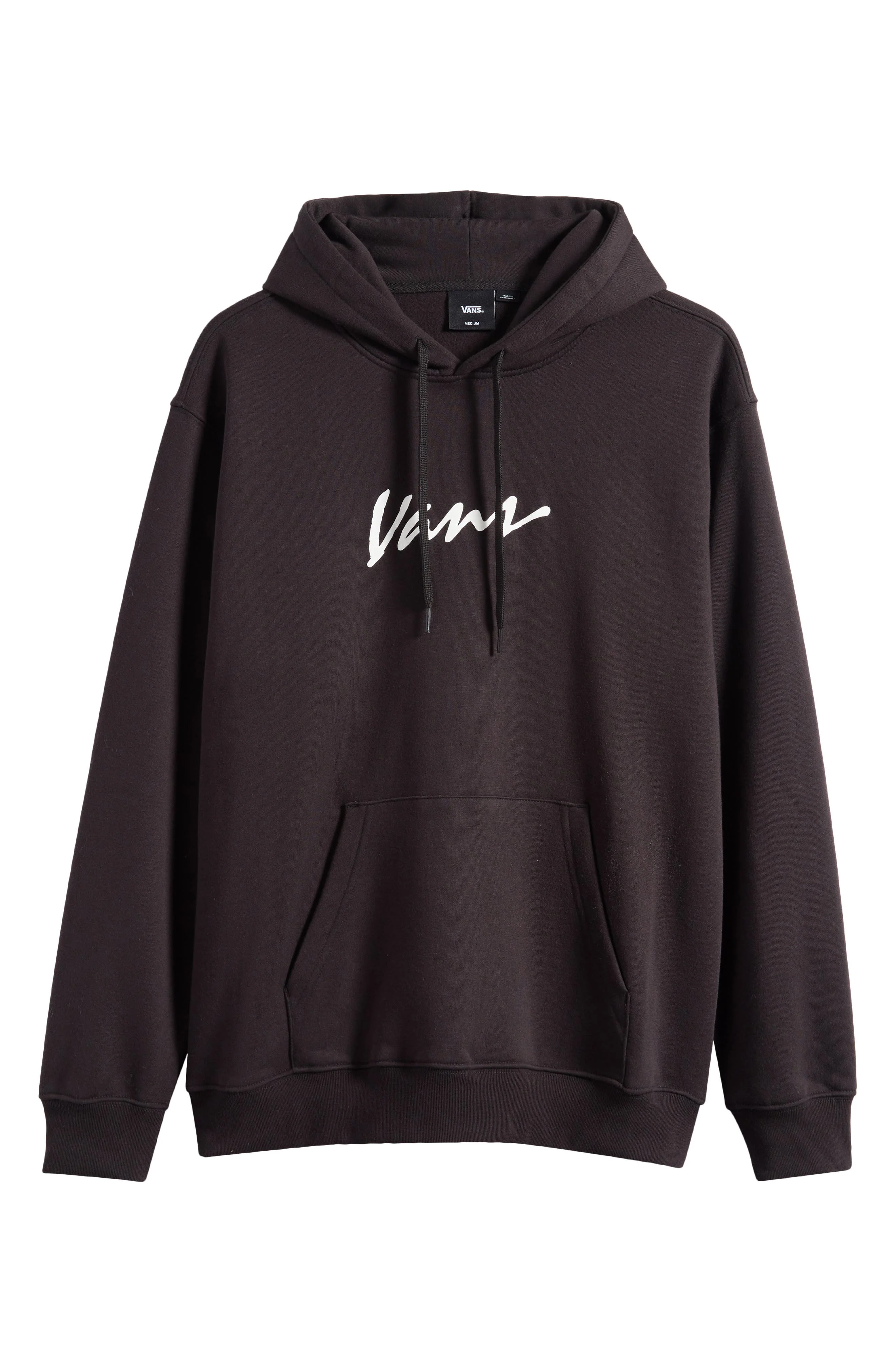 Vans Scripted Logo Fleece Pullover Hoodie in Black at Nordstrom - 1