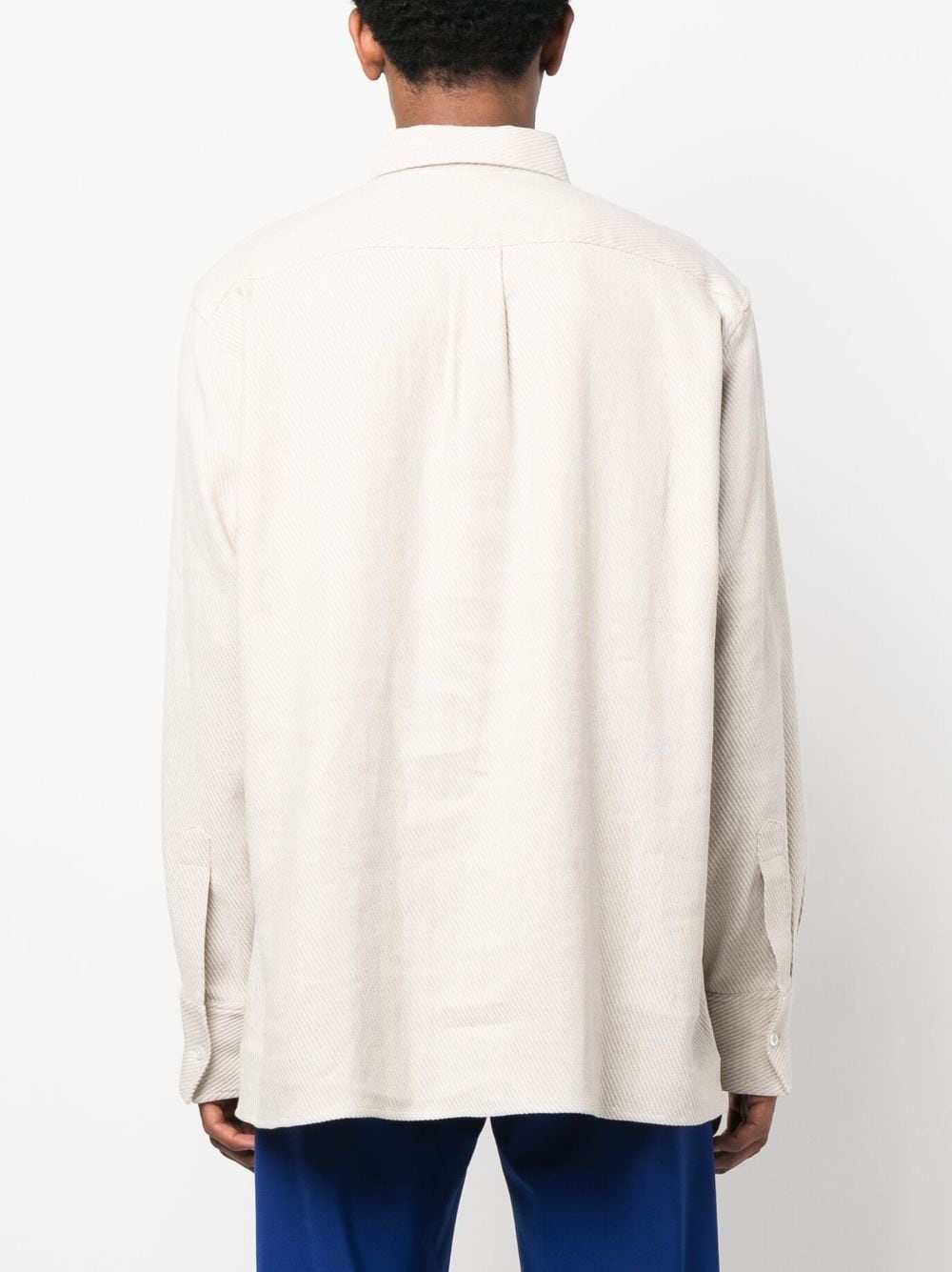 button-up cotton-linen shirt - 4