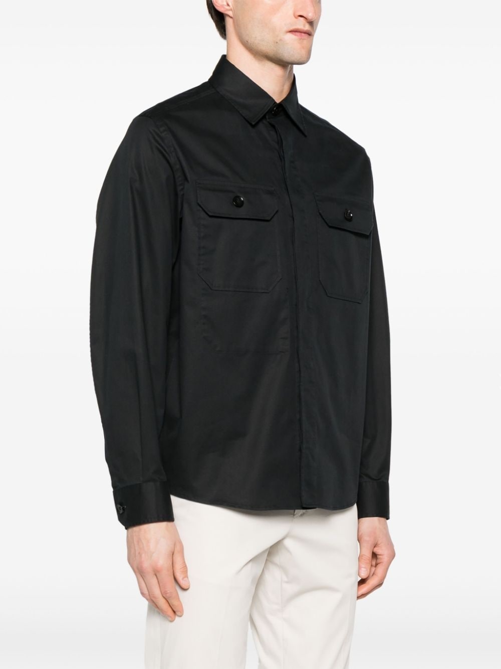 patch-pocket cotton shirt - 3