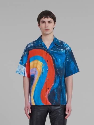 Marni BLUE COTTON BOWLING SHIRT WITH RAINBOW PRINT outlook