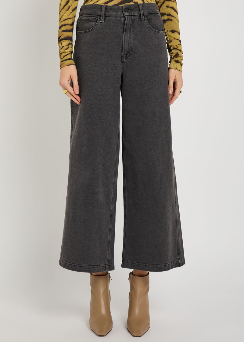GOOD AMERICAN Good American Jeanius Cropped Wide-leg Sweatpants outlook