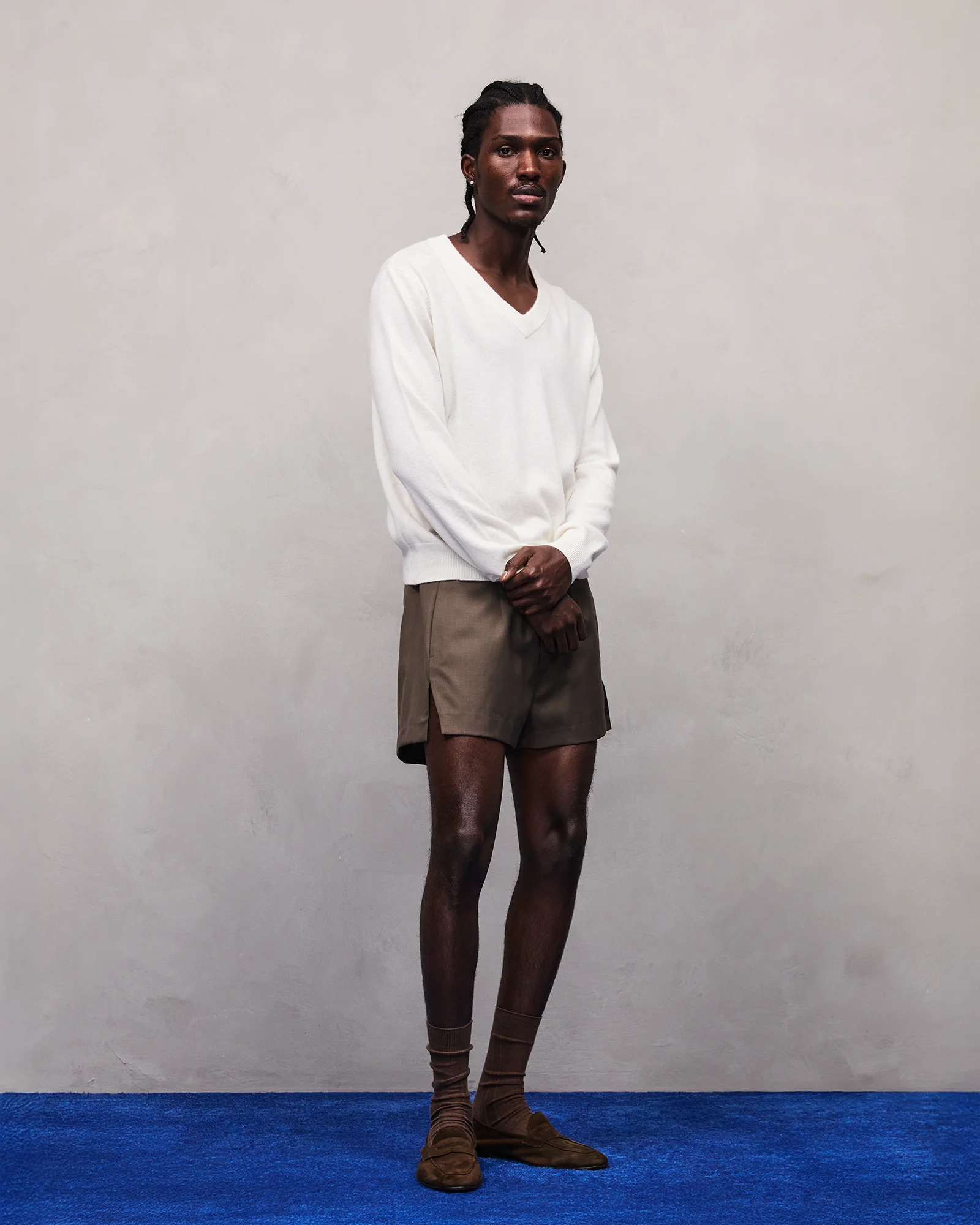 KNIT V-NECK BONE - 2