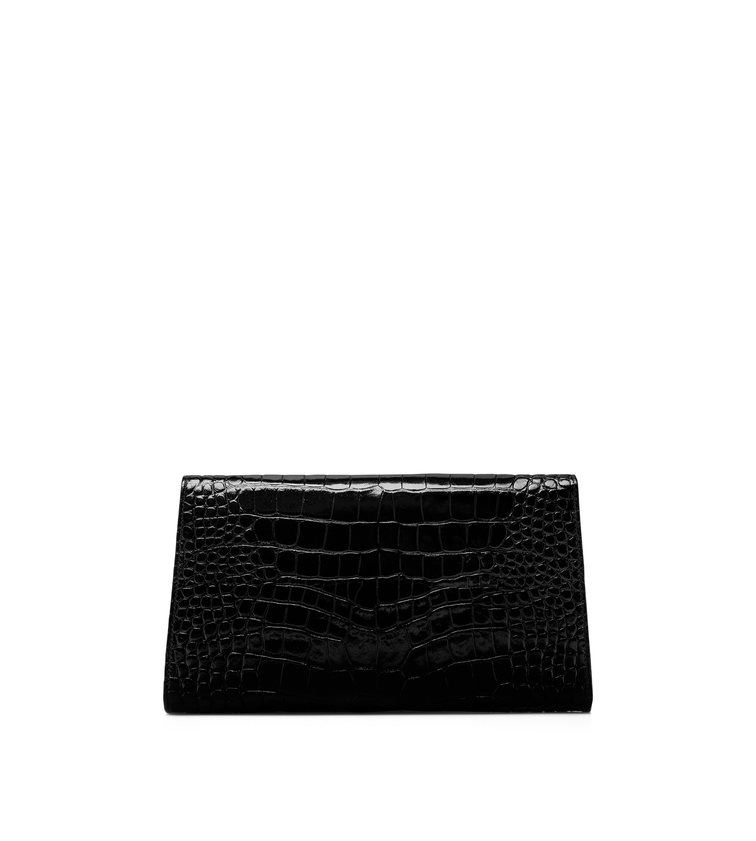SHINY STAMPED CROCODILE LEATHER NOBILE CLUTCH - 3