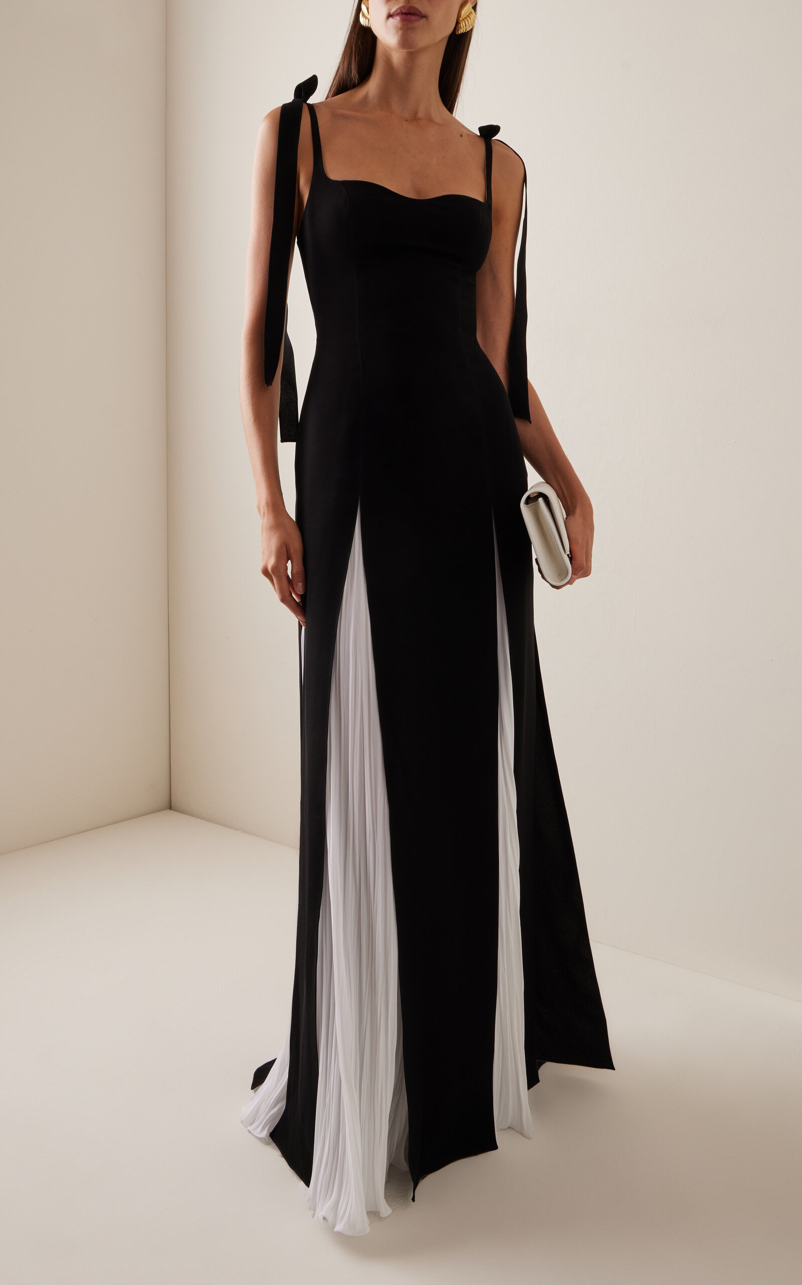 Slit-Detailed Silk Crepe-Chiffon Gown black - 2