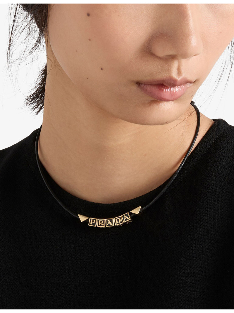 Prada Logo Leather Choker outlook