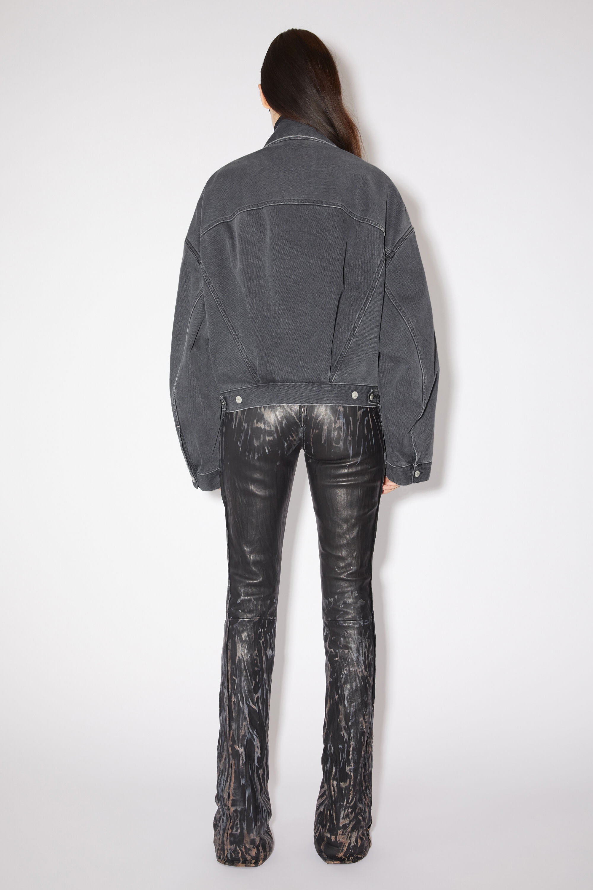 Denim jacket - Relaxed cropped fit - Dark grey - 3